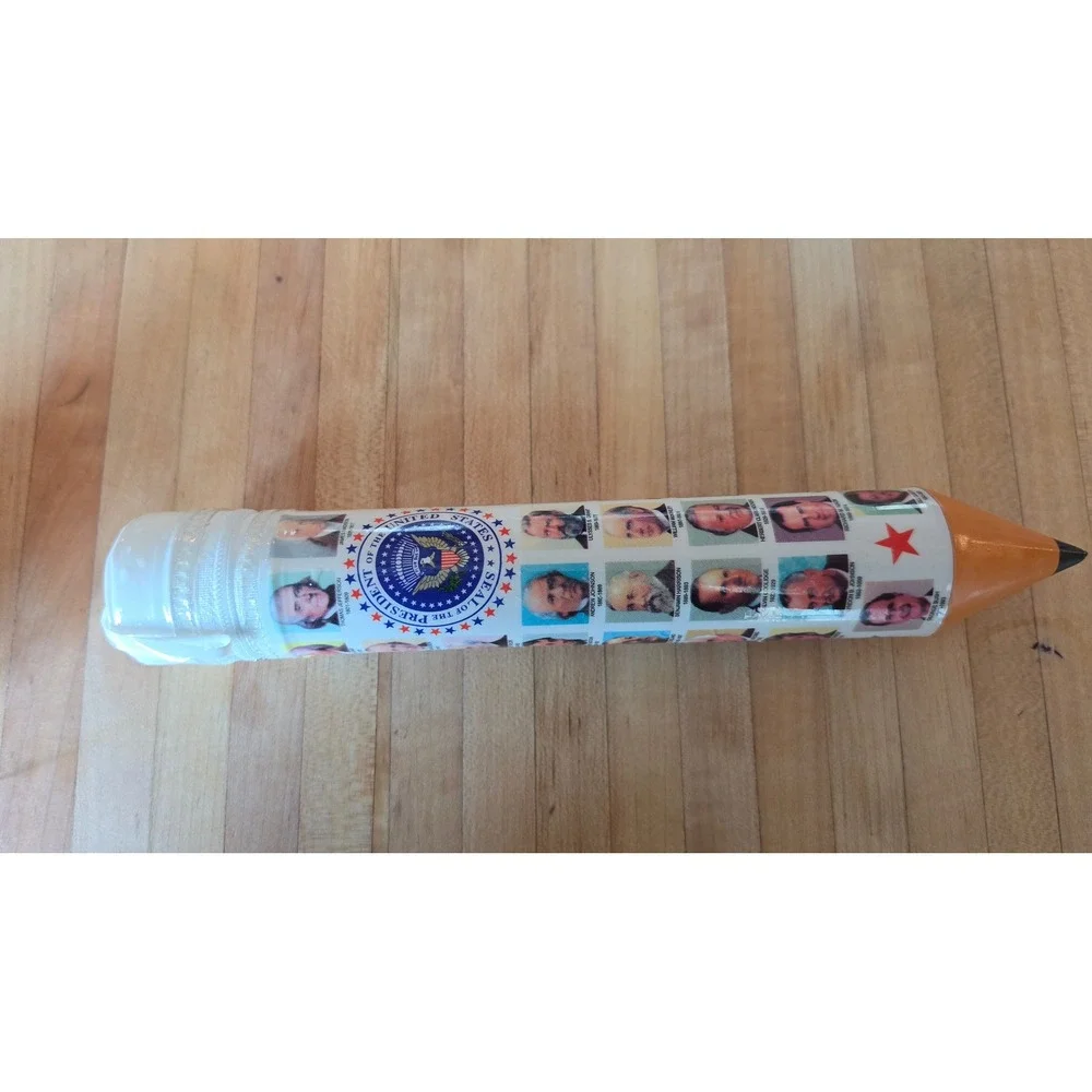 VTG US Presidents Pencil Shap Zipper Case AM History Education Case teacher gift